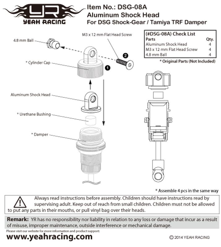 DSG-08A - Aluminum Shock Head Set For DSG Shocks