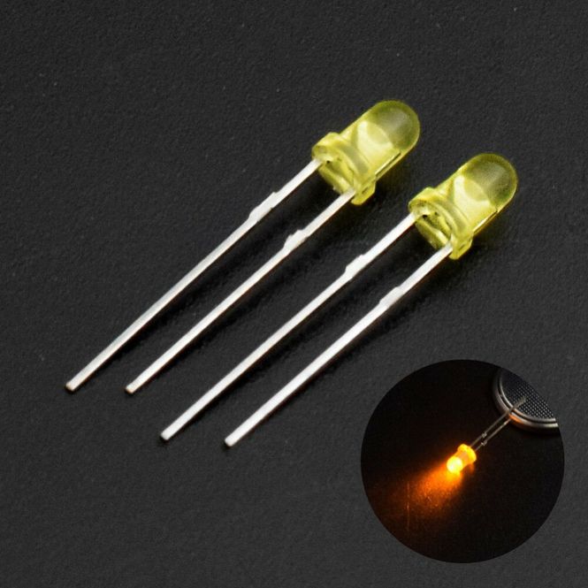 Hovedbilde 3mm GUL Led 3V Løspakke  ...