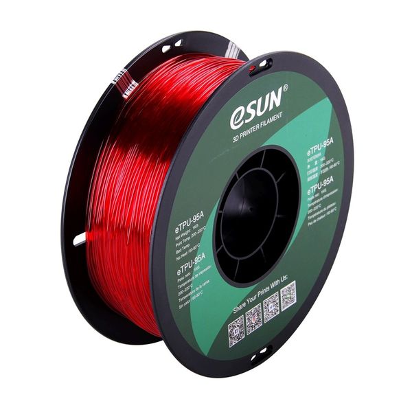 eSUN eTPU-95A 1.75mm 1kg - Transparent Rød