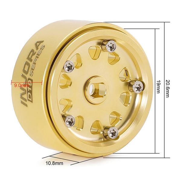 INJORA 0.7" D19 Brass Beadlock Wheels for 1/30 SCX30 (W7007)