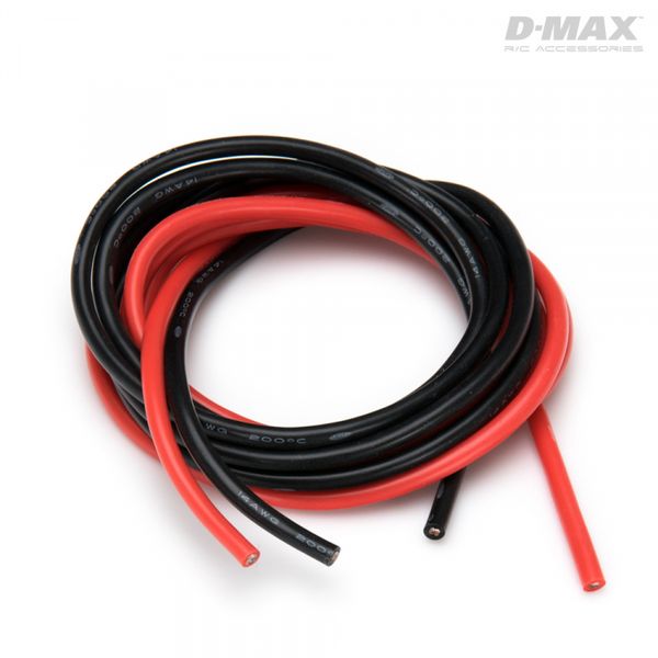 Silikon Kabel 14AWG 1m Sort + 1m Rød