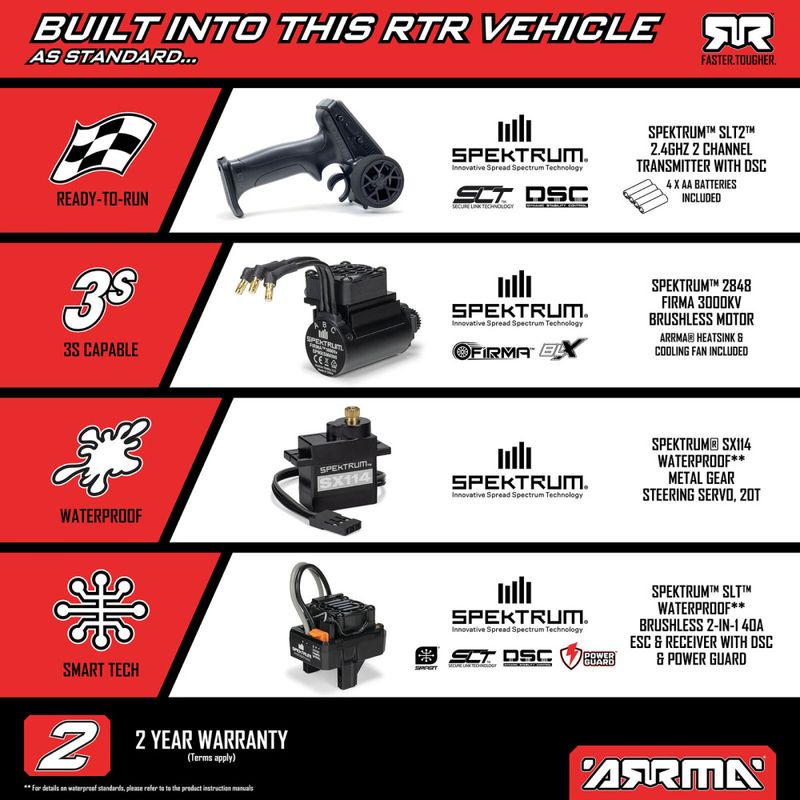 1/16 Arrma Mini Kraton 3S DSC 4x4 Børsteløs ARTR