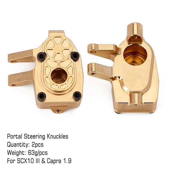 INJORA Heavy Duty Brass Portal Steering Knuckle Set B for Axial SCX10 III Capra 1.9
